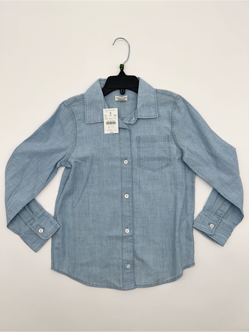 Crewcuts Boys Size 6-7 Light Blue Button-Up Shirt - Classic Long Sleeve